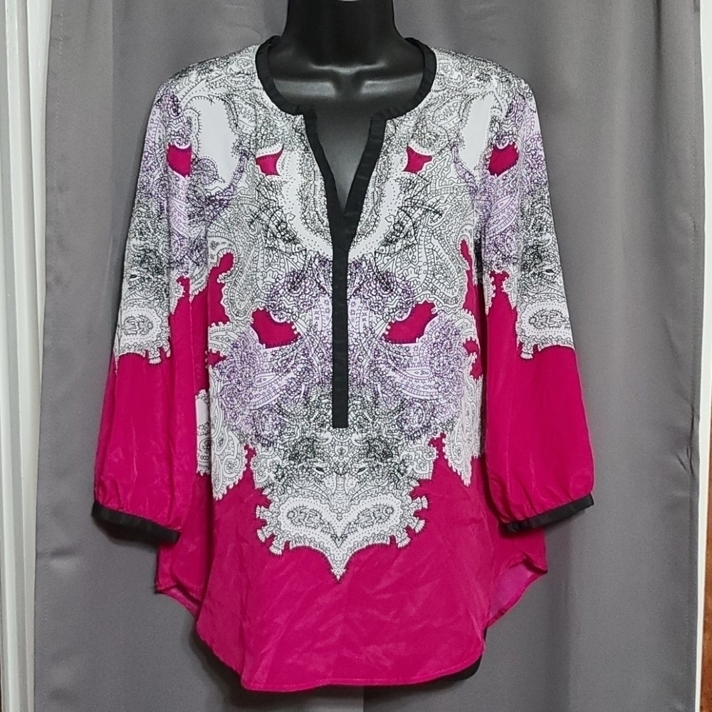 New York  & Co polyester long sleeve blous…